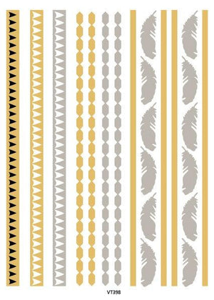 Luxury Metallic Temporary Tattoo Gold Silver Flower Sticker Long Lasting Gold Design For Womens