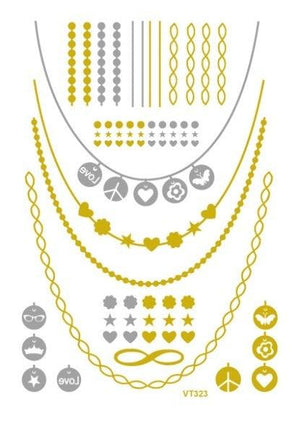 Luxury Metallic Temporary Tattoo Gold Silver Flower Sticker Long Lasting Gold Design For Womens