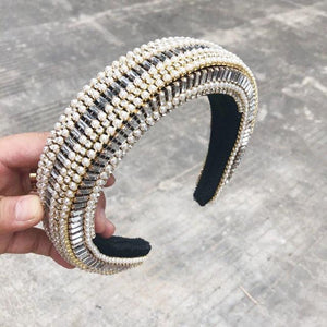 Luxury  Sparkly Padded Rhinestones Headbands Full Crystal Hairbands Wide Headwear White Gorgeous Hair Accessories For Women
