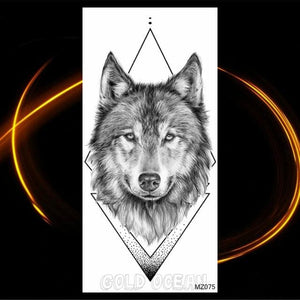 Luxury Tiger Temporary Tattoos Fox Wolf Fake Tattoo Sticker Realistic Black Animal Temporary Tattoo Stickers For Mens
