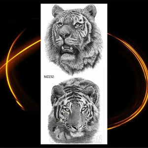 Luxury Tiger Temporary Tattoos Fox Wolf Fake Tattoo Sticker Realistic Black Animal Temporary Tattoo Stickers For Mens