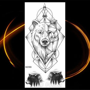 Luxury Tiger Temporary Tattoos Fox Wolf Fake Tattoo Sticker Realistic Black Animal Temporary Tattoo Stickers For Mens