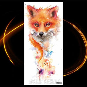 Luxury Tiger Temporary Tattoos Fox Wolf Fake Tattoo Sticker Realistic Black Animal Temporary Tattoo Stickers For Mens