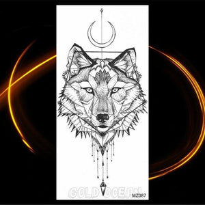 Luxury Tiger Temporary Tattoos Fox Wolf Fake Tattoo Sticker Realistic Black Animal Temporary Tattoo Stickers For Mens