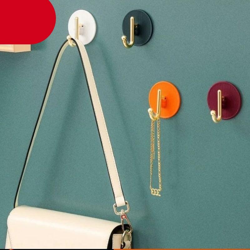 Luxury Wall Hooks Without Punching Self-Adhesive Suitable for Kitchen and Bathroom key Holder Seamless Hooks Behind The Door Wall Mounted Coat Rack Plastic Hook Home Decorative Small Hooks for Hanging Hat Coats Towel Jacket