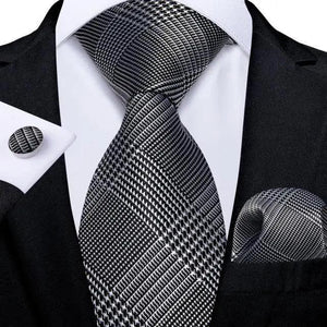 Luxury Wedding Party Floral Design Silk Necktie Hanky And Matching Cufflinks Set For Men Classic Design Necktie Set For Men
