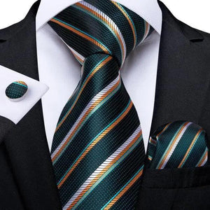 Luxury Wedding Party Floral Design Silk Necktie Hanky And Matching Cufflinks Set For Men Classic Design Necktie Set For Men