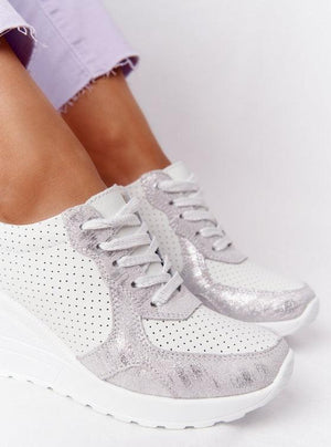Luxury White Womens Casual Shoes Height Increasing Sport Shoes Air Cushion Comfortable Sneakers Vulcanized Shoes Womens Platform Slip-on High Top Sneakers