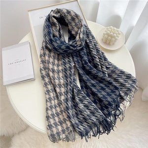 Winter  Long Plaid Headwear Scarf Warm Shawls Cashmere Female Scarfs Scarves Lady Tassel Shawl Wraps For Women