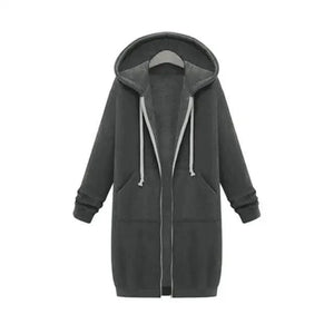 Luxury Women's Autumn Winter Thickening Hoodies Leisure Loose Hooded Jackets Pockets Plus Size Sweatshirt Sports Dresses Outwear Women's Hooded Flannel Jacket Casual Fleece Windbreaker Hoodie
