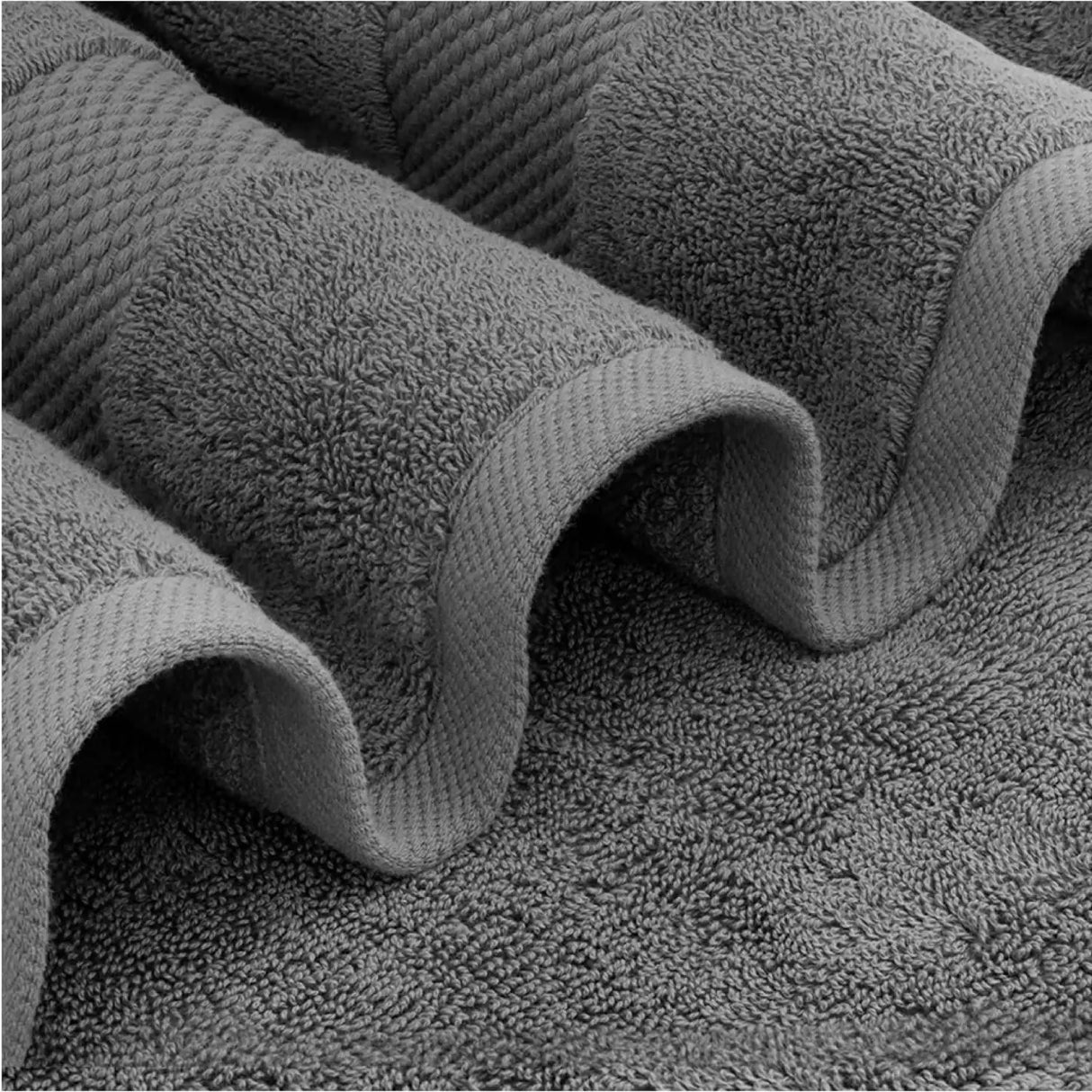 Luxury Dark Gray Bath Towel Set 8 Pcs Combed Cotton 700GSM Hotel Quality