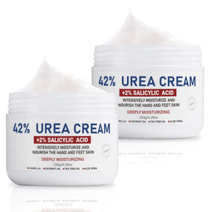 Urea Cream 42% plus Salicylic Acid 2% Net 5.29 Oz for Dry Cracked Feet, Heels, Knees, Elbows, Hands Repair Treatment. Moisturizes and Removes Corns, Calluses, Dead Skin, and Softens Toenails 5.29 Ounce(Pack of 2)
