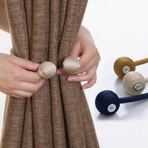 Magnetic Curtain Tieback Buckle Strap Holdbacks Magnet Clip For Curtain Rod Tie Backs Hanging Belts Rope Accessories Upgraded Curtain Buckles European Style Decorative Weave Rope Curtain Holdbacks Holder For Window Decor Curtain Clips Rope Straps Magnet