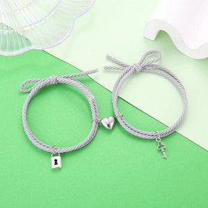 Magnetic Love Heart Attraction Couple Bracelets Distance Relationship Braid Rope Bracelet Magnet Matching Couples Mutual Attraction Couples Bracelets Matching Bracelets For Couples Magnetic Peach Heart Bracelet For Girlfriend