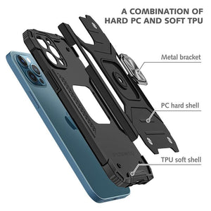 Magnetic Metal Ring Stand Holder Phone Case Cover For iPhone 11 12 13 14 Pro Max Xs XR X 8 7 6 6s Plus Rotating Ring Kickstand Fit Magnetic Car Mount Heavy Duty Dual Layer Shockproof Phone Case