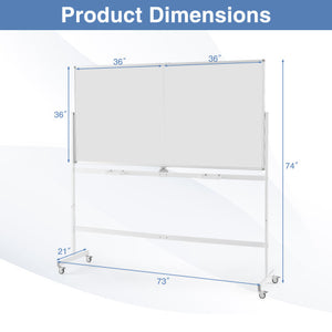 Rolling Double-Sided Magnetic Whiteboard on Wheels with Stand and Aluminum Alloy Frame-White