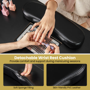 Manicure Table Nail Desk with Electric Dust Collector and 3 Dust Bags-Black