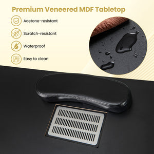 Manicure Table Nail Desk with Electric Dust Collector and 3 Dust Bags-Black