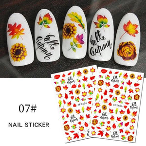 Maple Leaves 3D Nail Stickers Fall Leaf Flowers Line Sliders For Nails Self Adhesive Stickers Autumn Manicuring Decals Transfer Nail Decals Sticker For Pretty Girl Self-Adhesive Nail Decals Designer Nail Stickers for Acrylic