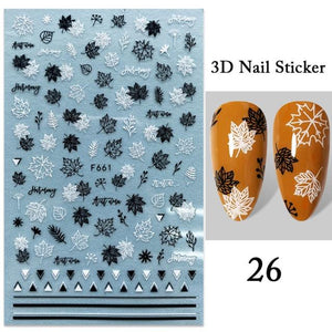 Maple Leaves 3D Nail Stickers Fall Leaf Flowers Line Sliders For Nails Self Adhesive Stickers Autumn Manicuring Decals Transfer Nail Decals Sticker For Pretty Girl Self-Adhesive Nail Decals Designer Nail Stickers for Acrylic