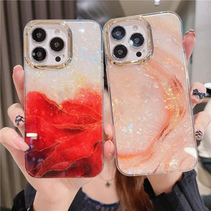 Marble Pattern Slim Shockproof Protective Soft Design for Girls Women Cute Case Cover For iPhone 13 Pro Max Glitter Marble Phone Case For iPhone 12 11 Pro Max XS Max XR Shockproof Cover