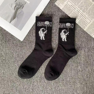 Marble Print Style Harajuku Skateboard Long Socks Creative Fun Lightning Hip Hop Style Socks Streetwear Casual Cotton Socks Unisex Street Couple Socks For Men And Women