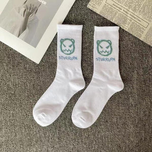 Marble Print Style Harajuku Skateboard Long Socks Creative Fun Lightning Hip Hop Style Socks Streetwear Casual Cotton Socks Unisex Street Couple Socks For Men And Women