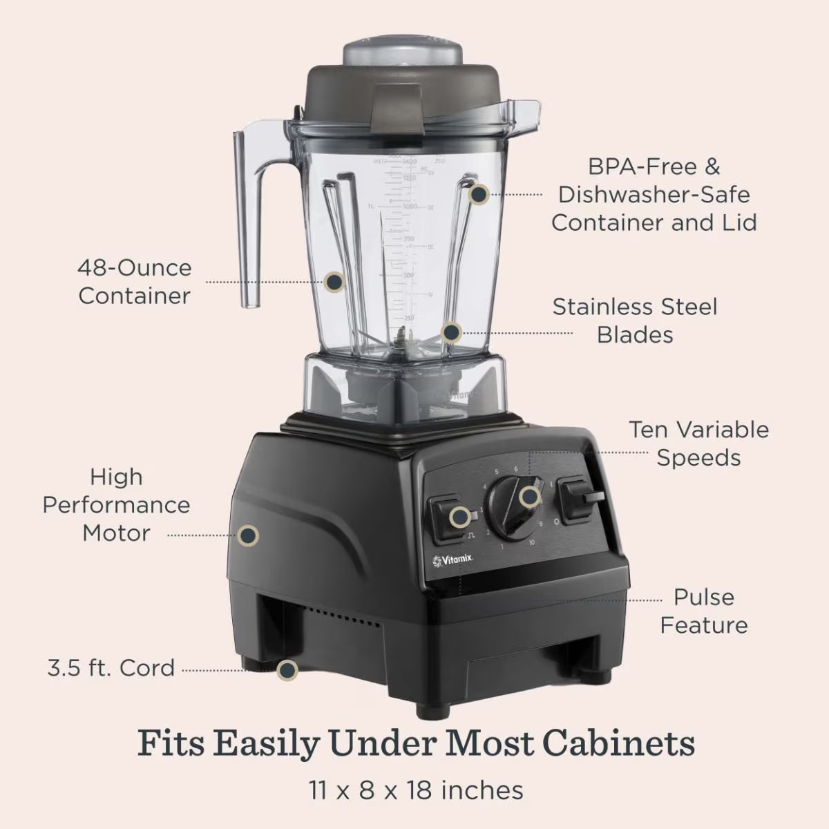Vitamix E310 Explorian Blender, Professional-Grade, 48 Oz. Container, Black