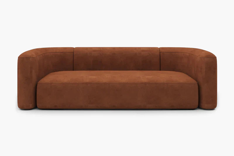 A contemporary Mellow Sectional Sofa by Acanva, showcasing a minimalist design with rounded armrests and a straight backrest, set against a plain white backdrop.