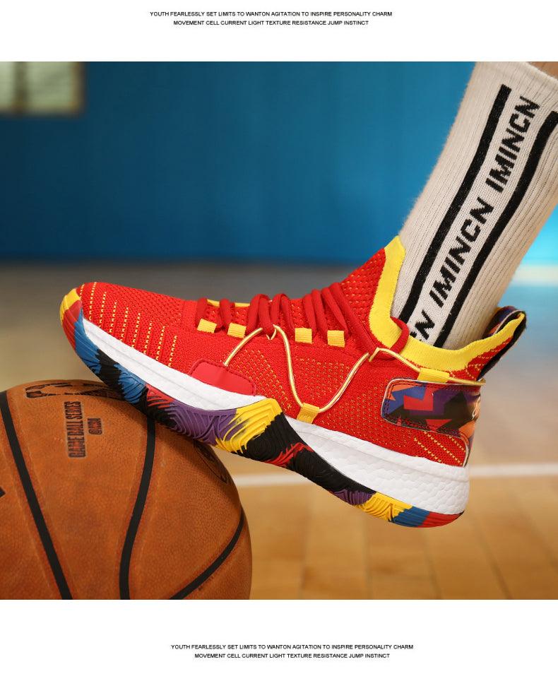 Men Breathable Basketball Shoes Shockproof High Top Sneakers Cushioning Sport Shoes Outdoor Training Ankle Boots Lightning Professional Anti Slip Sports Shoes For Running Walking Sport