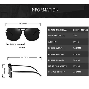 Men Elegant Cool Square Style Fashion Polarized Sunglasses Driving Vintage Design UV400 Sun Glasses