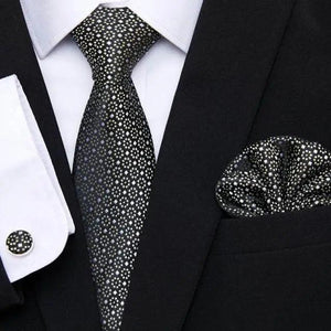 Men Elegant Red Silk Tie Classic Necktie Cufflinks Set Business Necktie With Handkerchief Perfect Match With Wedding Suit