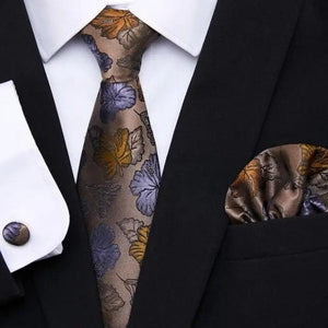 Men Elegant Red Silk Tie Classic Necktie Cufflinks Set Business Necktie With Handkerchief Perfect Match With Wedding Suit