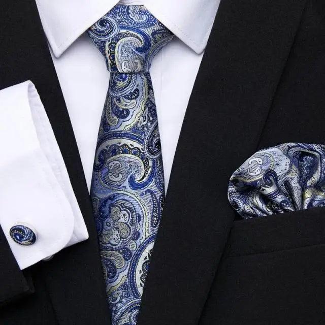 Men Elegant Red Silk Tie Classic Necktie Cufflinks Set Business Necktie With Handkerchief Perfect Match With Wedding Suit