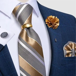Men Luxury Red Silk Necktie Matching Cufflinks Set For Men Bridegroom Wedding Business Necktie Elegant Design Ideal Gift For Men