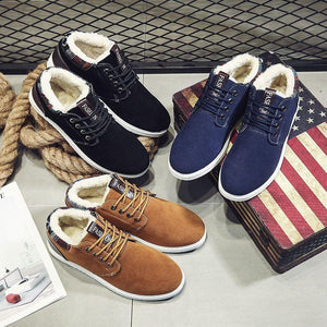 Men's Cotton Snow Boots Winter Plus Velvet Warm Casual Hiking Boots Breathable Slip Resistant Trial Hiking Shoes Mountain Biking Outdoor Work Shoes