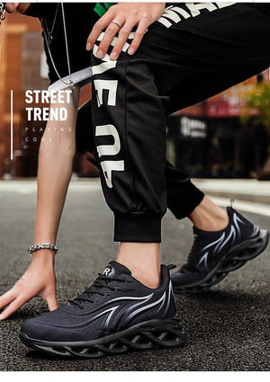 Men's Flame Printed Sneakers Flying Weave Sports Comfortable Running Outdoor Men Athletic Shoes Breathable Casual Sports High Quality Sport Design Sneaker
