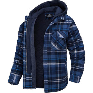 Men's Modern Warm Jacket With Removable Hood Winter Coats Men's Hooded Jackets Fashionable Autumn Jackets Winter Warm Coat Thick Hoodie Long Sleeve Outdoor Plaid Shirt Jackets