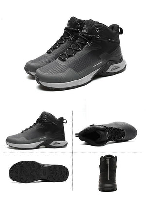 Men's Warm Boots Plush Snow Boots Outdoor Non-Slip Hiking Boots High Top Waterproof Sports Men's Winter Boots Snow Boots Warm Lined Non Slip Leather Shoes