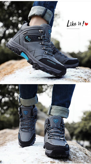 Men's Winter Snow Boots Waterproof Leather Sports Super Warm Men's Boots Outdoor Hiking Boots Work Travel Shoes Trail Climbing Shoes Lace Up Anti-Slip Waterproof Working Outdoor Boots