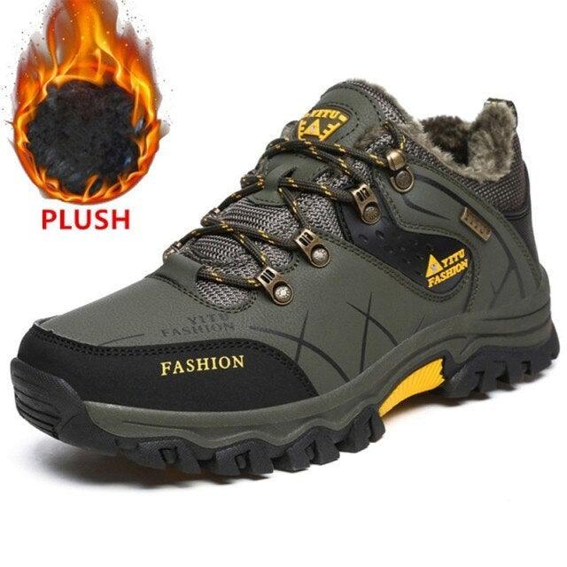 Men's Winter Snow Boots Waterproof Leather Sports Super Warm Men's Boots Outdoor Hiking Boots Work Travel Shoes Trail Climbing Shoes Lace Up Anti-Slip Waterproof Working Outdoor Boots