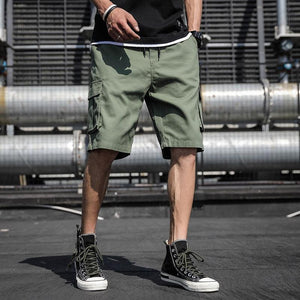 Men Shorts Casual Loose Sports Pants Overalls Men New Summer Fashion Beach Pants High Quality Shorts Men Summer Men's Outdoor Cargo Shorts Pocket Cotton Casual Half Pants Mid Waist Drawstring Loose Shorts