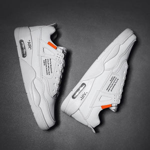 Men White Casual Leather Fashion Sneakers Breathable Sports Running Shoes Leather Running Sport Air Cushion Outdoor Training Sneakers High Quality Design