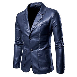 Men's Blazer Faux Leather Jacket