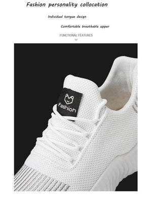 Mens Breathable White Trendy Sneakers  Casual Design  Light Walking Running Trainers Casual Breathable Mesh Men Running Shoes Walking Sneakers