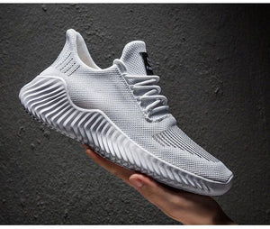 Mens Breathable White Trendy Sneakers  Casual Design  Light Walking Running Trainers Casual Breathable Mesh Men Running Shoes Walking Sneakers