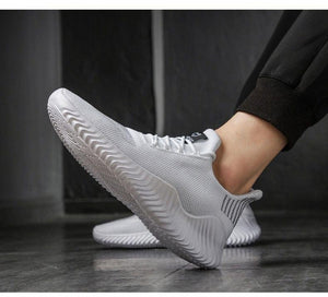 Mens Breathable White Trendy Sneakers  Casual Design  Light Walking Running Trainers Casual Breathable Mesh Men Running Shoes Walking Sneakers