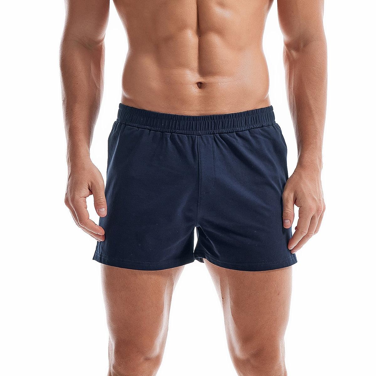 Mens Cotton Sleep Bottoms Lounge Home Pajama Shorts Elastic Waist Breathable Solid Underwear Boxers Man Jogger Yoga Sport Shorts Bodybuilding Workout Shorts Lightweight Running Lounge Cotton Sleep Bottoms