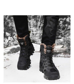 Mens Outdoor Sports Hiking Boots Wear Resisting Work Shoes Footwear Mountain Sport Mid-Cut Black Hiking Boots Outdoor Mountaineering Outdoor Winter Shoes