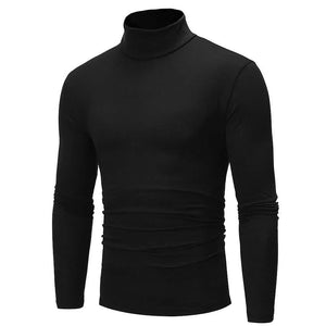 Men's Pure Color T-Shirt Thermal Mock Turtleneck Long Sleeve Tops